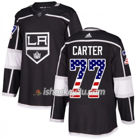 Mænd NHL Los Angeles Kings Trøje Jeff Carter 77 Adidas 2017-2018 Sort USA Flag Fashion Authentic